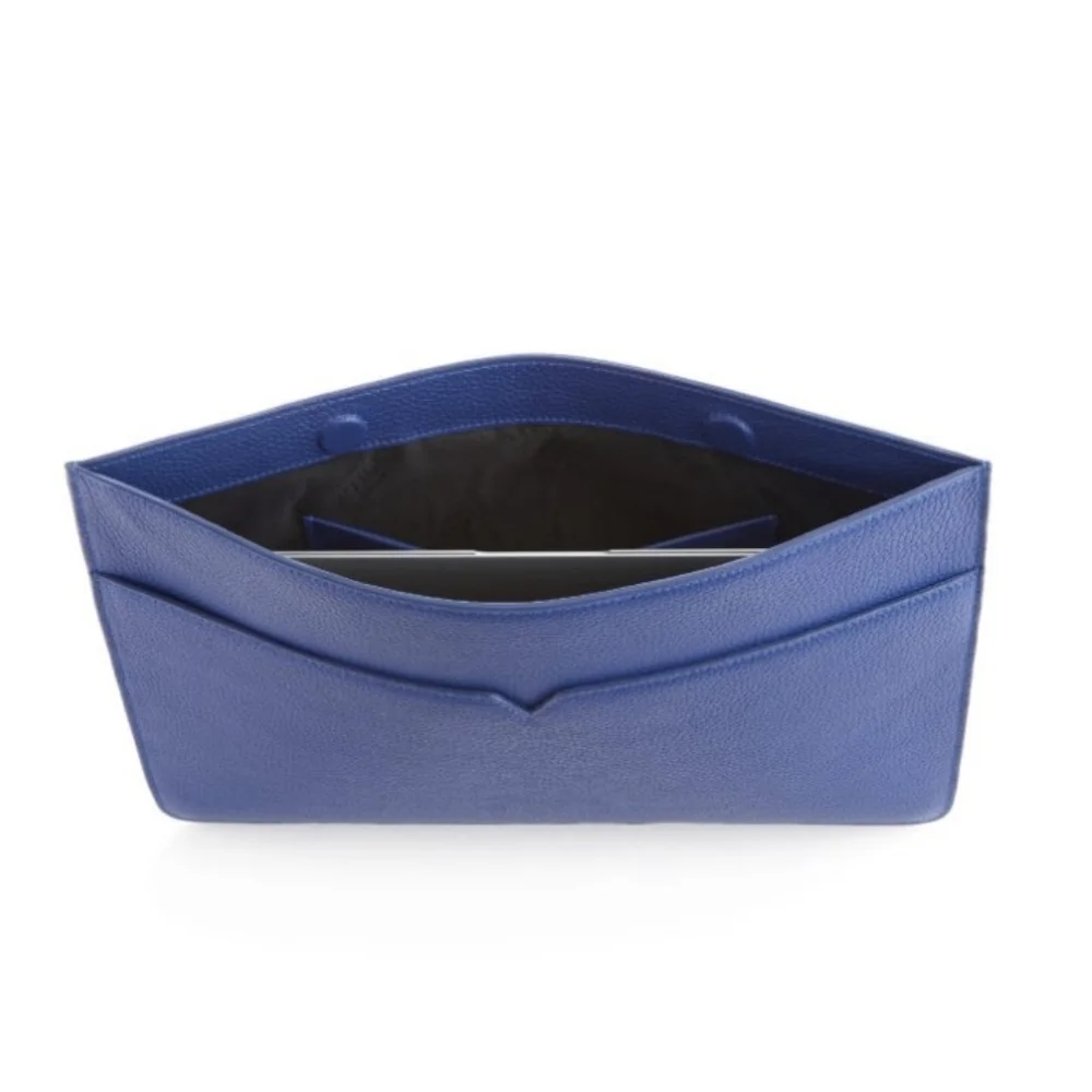 Blue Leather Underarm Portfolio -  13″ Laptop Sleeve by Royce